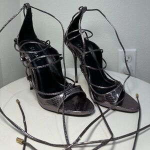 SIMMI London Gunmetal lace up heels.